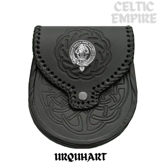 Urquhart Scottish Family Clan Badge Sporran, Leather