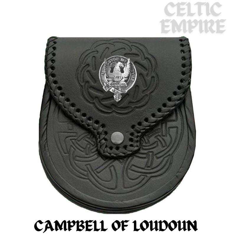 Campbell Loudoun Scottish Family Clan Badge Sporran, Leather