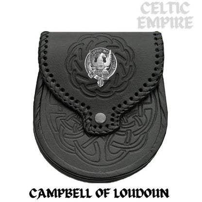 Campbell Loudoun Scottish Family Clan Badge Sporran, Leather