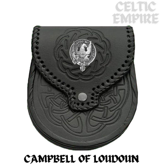 Campbell Loudoun Scottish Family Clan Badge Sporran, Leather