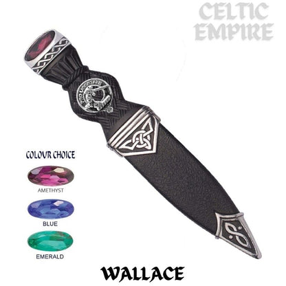 Wallace Interlace Family Clan Crest Sgian Dubh, Scottish Knife
