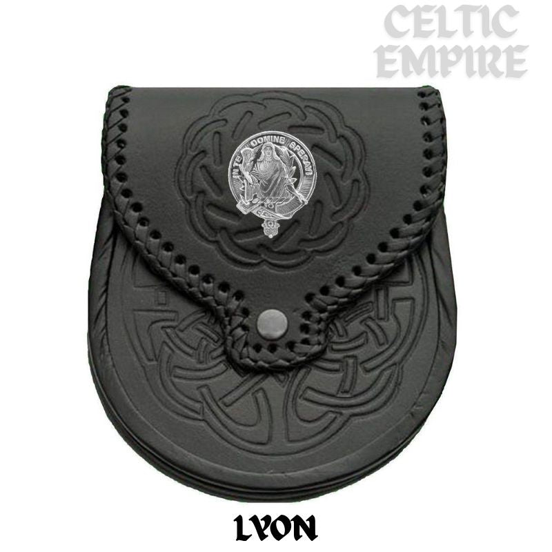 Lyon Scottish Family Clan Badge Sporran, Leather