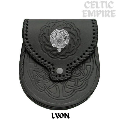Lyon Scottish Family Clan Badge Sporran, Leather