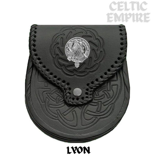 Lyon Scottish Family Clan Badge Sporran, Leather