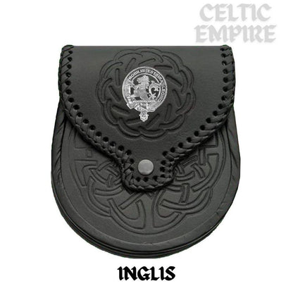 Inglis Scottish Family Clan Badge Sporran, Leather