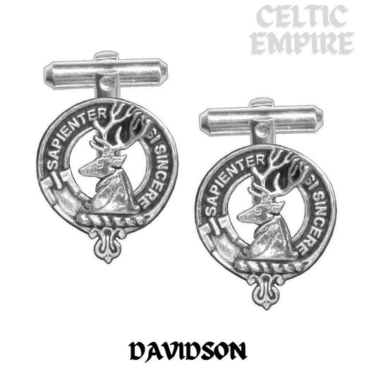 Davidson Family Clan Crest Scottish Cufflinks; Pewter, Sterling Silver and Karat Gold