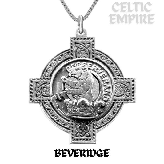 Beveridge Family Clan Crest Celtic Cross Pendant Scottish