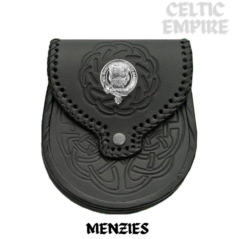 Menzies Scottish Family Clan Badge Sporran, Leather