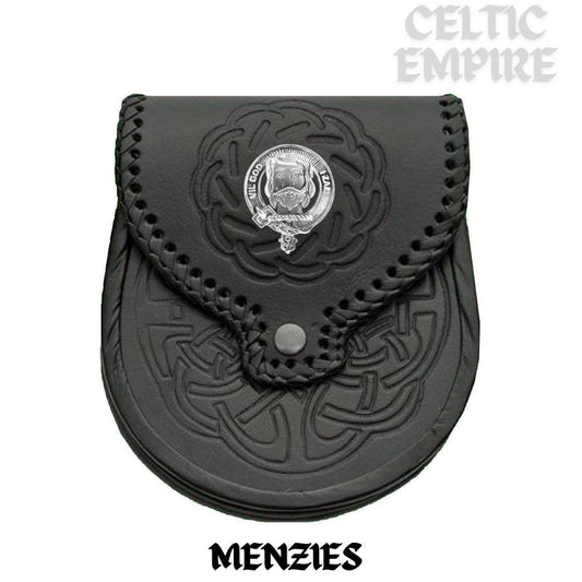 Menzies Scottish Family Clan Badge Sporran, Leather