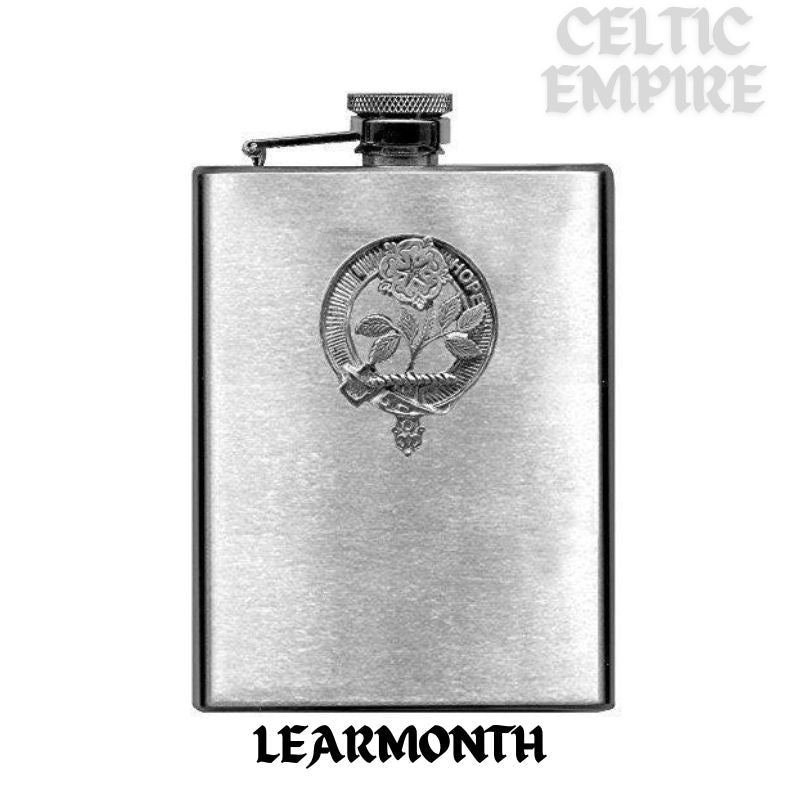 Learmonth 8oz Family Clan Crest Scottish Badge Stainless Steel Flask