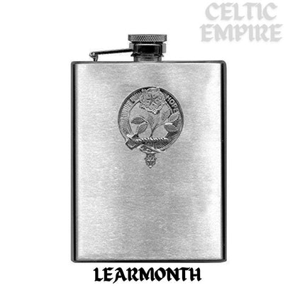 Learmonth 8oz Family Clan Crest Scottish Badge Stainless Steel Flask