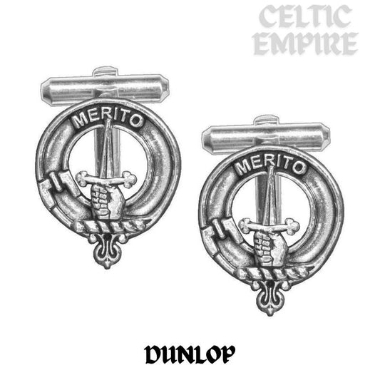 Dunlop Family Clan Crest Scottish Cufflinks; Pewter, Sterling Silver and Karat Gold