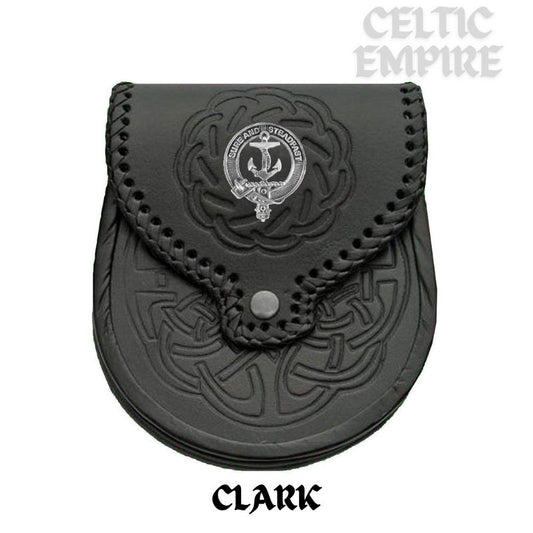 Clark Scottish Family Clan Badge Sporran, Leather