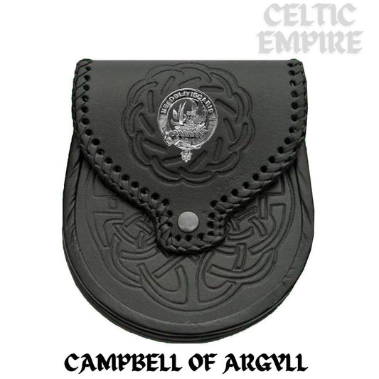 Campbell Argyll Scottish Family Clan Badge Sporran, Leather