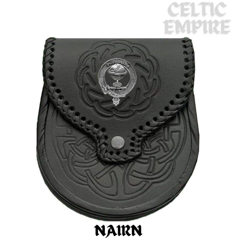 Nairn Scottish Family Clan Badge Sporran, Leather