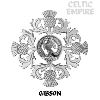 Gibson Family Clan Crest Scottish Four Thistle Brooch