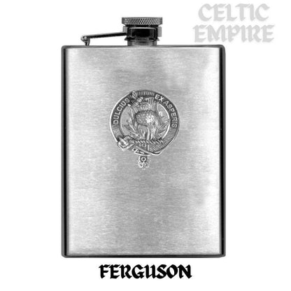 Ferguson Family Clan Crest Scottish Badge Stainless Steel Flask 8oz