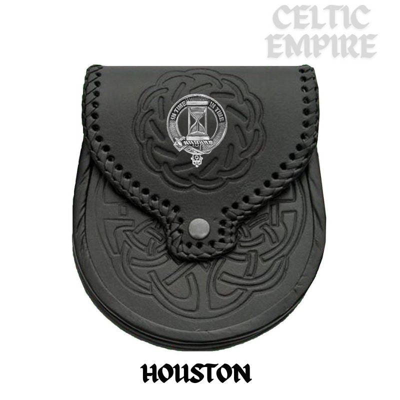 Houston Scottish Family Clan Badge Sporran, Leather