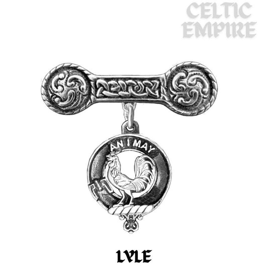 Lyle Family Clan Crest Iona Bar Brooch - Sterling Silver