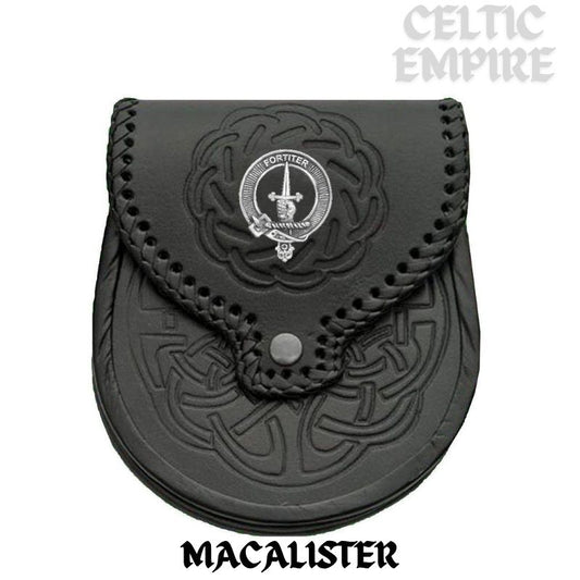 MacAlister Scottish Family Clan Badge Sporran, Leather