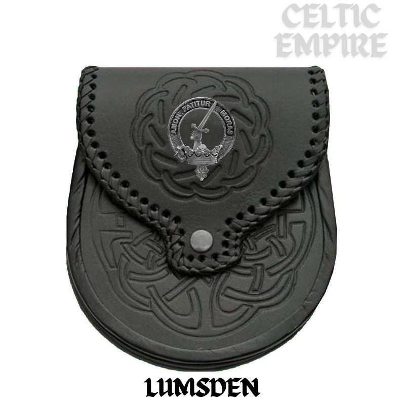 Lumsden Scottish Family Clan Badge Sporran, Leather
