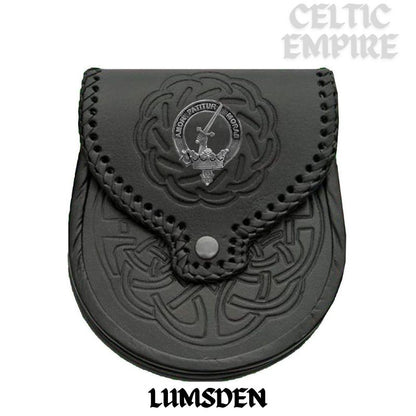 Lumsden Scottish Family Clan Badge Sporran, Leather
