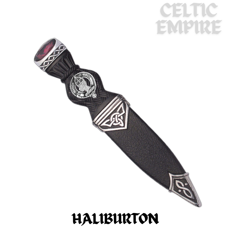 Haliburton Interlace Family Clan Crest Sgian Dubh, Scottish Knife