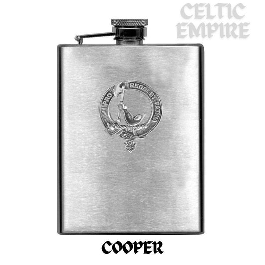 Cooper Family Clan Crest Scottish Badge Stainless Steel Flask 8oz