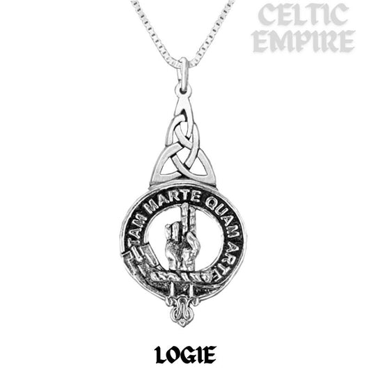 Logie Family Clan Crest Interlace Drop Pendant