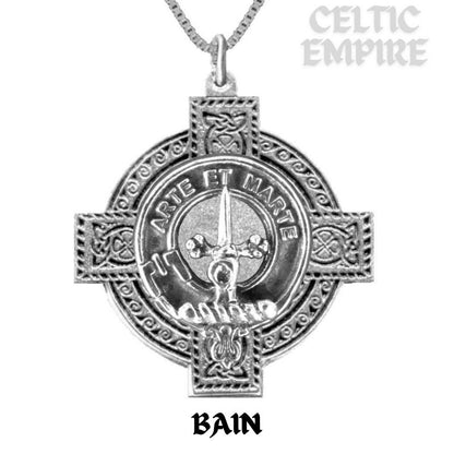 Bain Family Clan Crest Celtic Cross Pendant Scottish