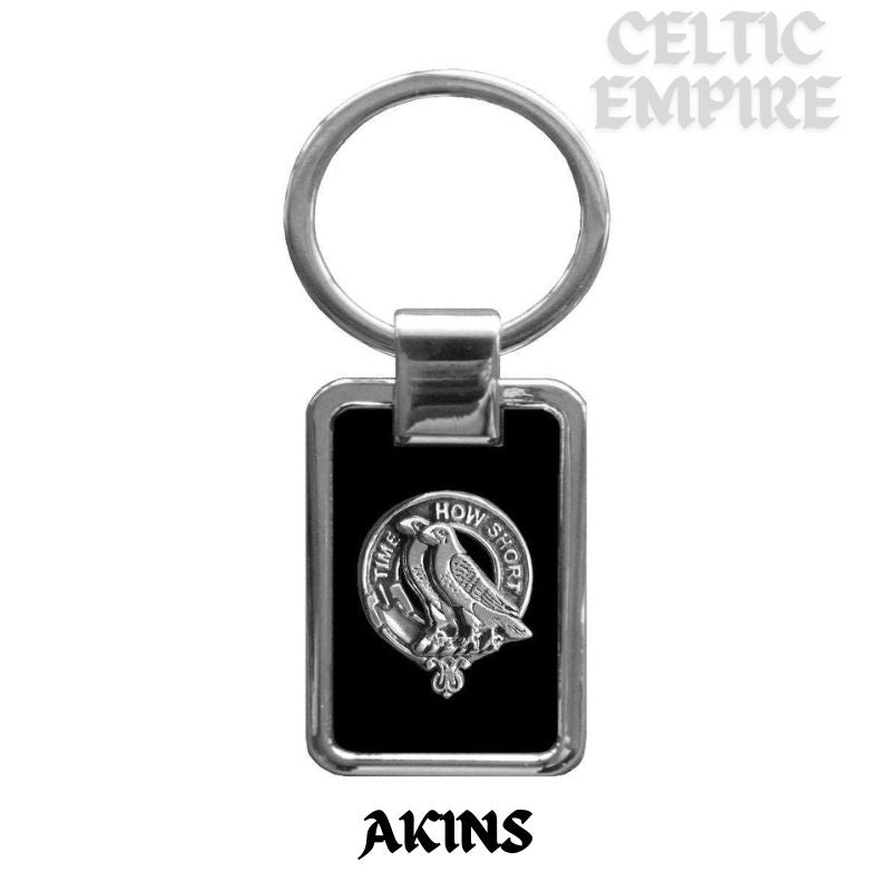 Akins Family Clan Black Stainless Key Ring