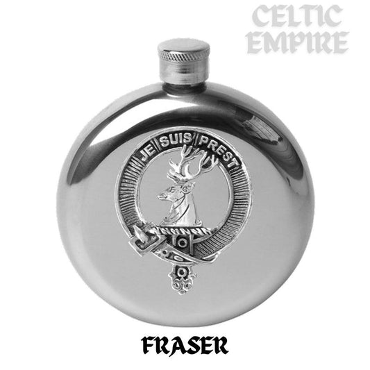 Fraser Family Round Family Clan Crest Scottish Badge Flask 5oz