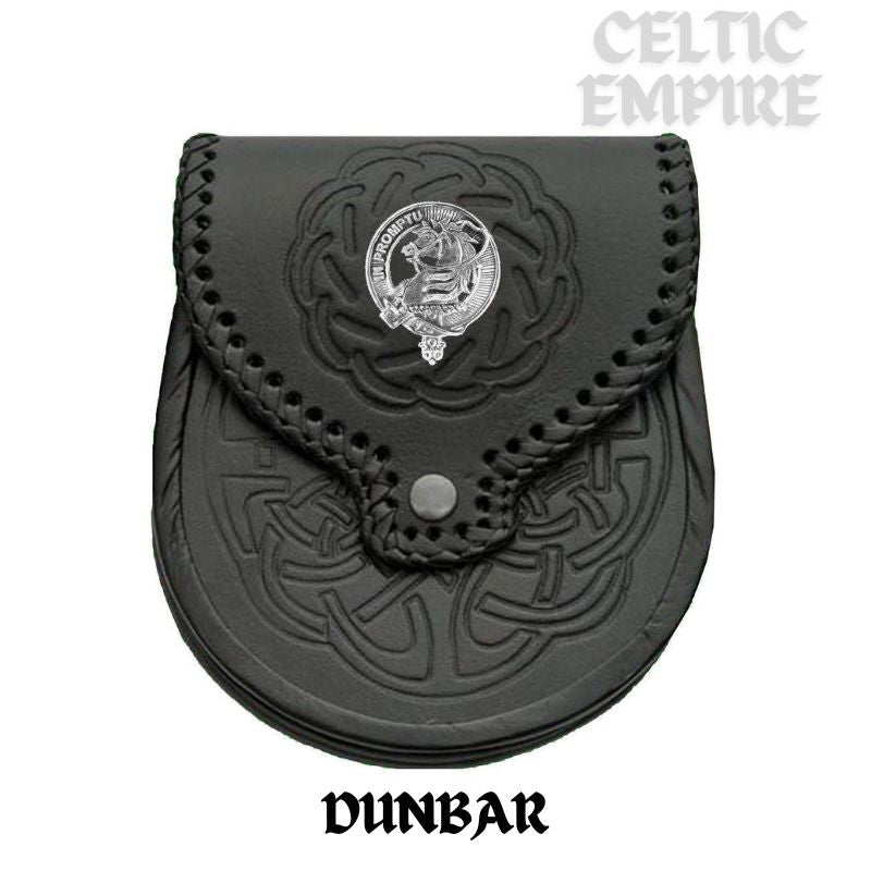 Dunbar Scottish Family Clan Badge Sporran, Leather