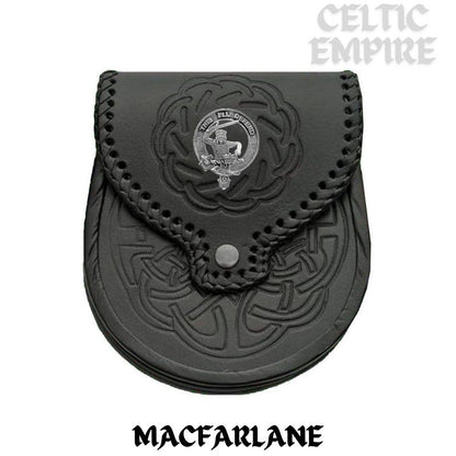MacFarlane Scottish Family Clan Badge Sporran, Leather