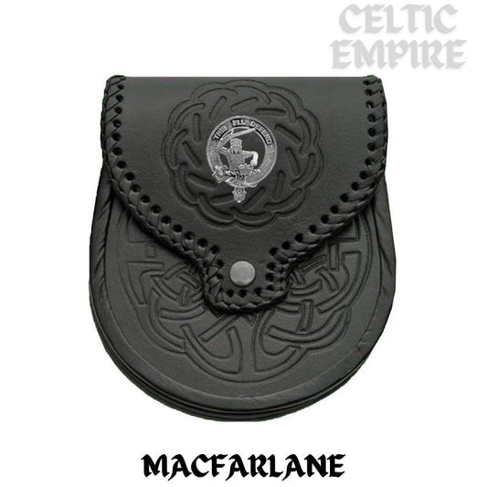MacFarlane Scottish Family Clan Badge Sporran, Leather