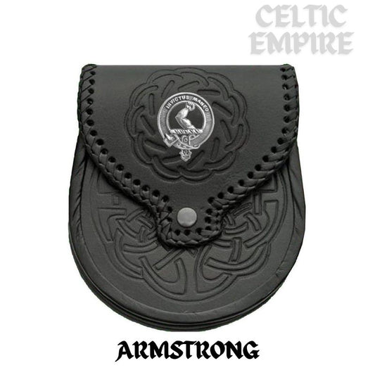 Armstrong Scottish Family Clan Badge Sporran, Leather