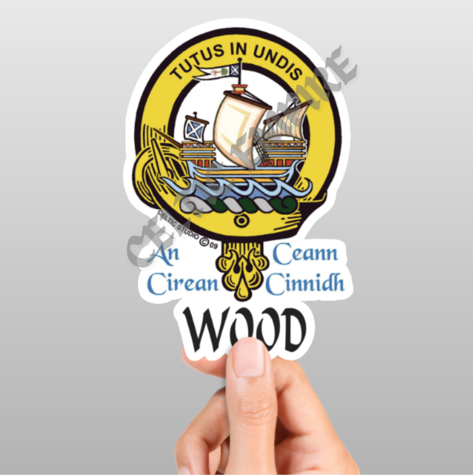 Wood Family Clan Crest Decal | Custom Scottish Heritage Car & Laptop Stickers
