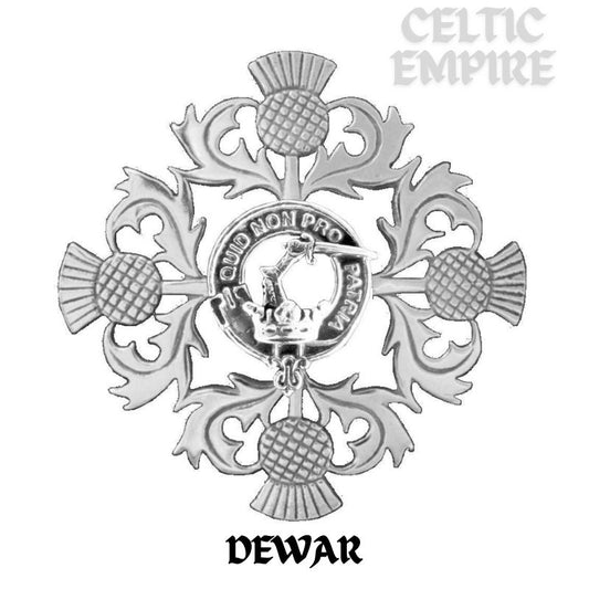 Dewar Family Clan Crest Scottish Four Thistle Brooch