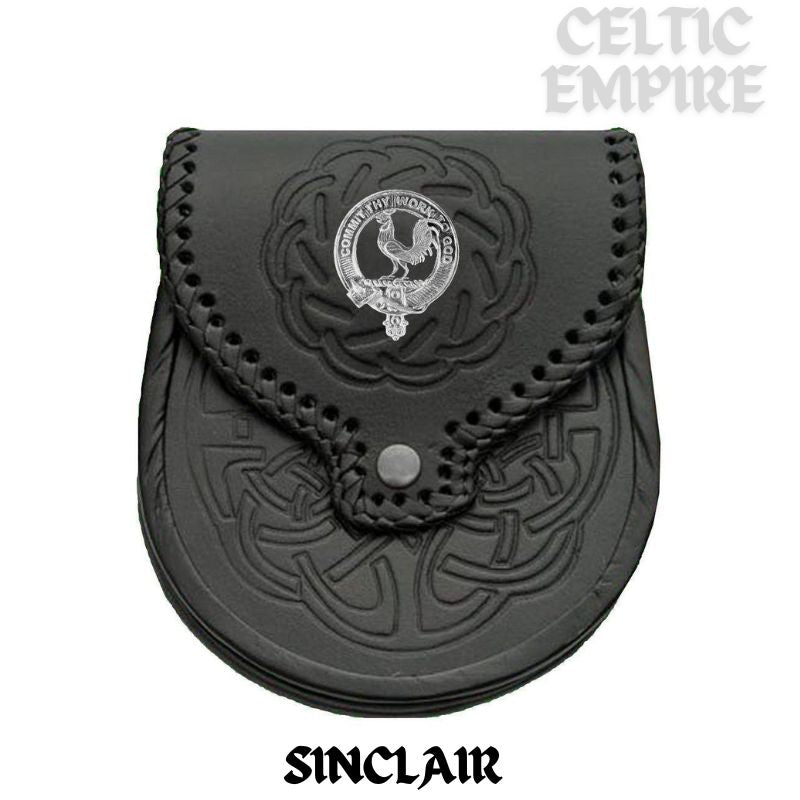 Sinclair Scottish Family Clan Badge Sporran, Leather