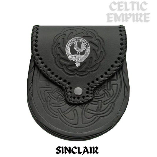 Sinclair Scottish Family Clan Badge Sporran, Leather