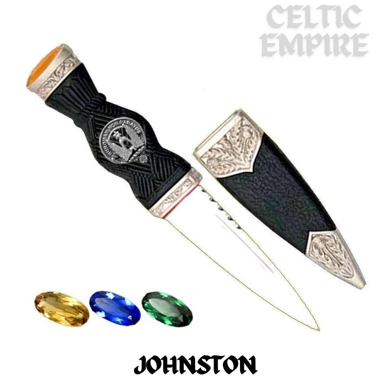 Johnston Family Clan Crest Sgian Dubh, Scottish Knife