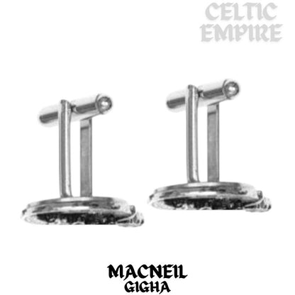 MacNeill Gigha & Colonsay Family Clan Crest Scottish Cufflinks; Pewter, Sterling Silver and Karat Gold