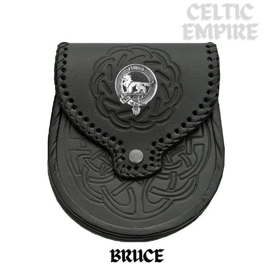 Bruce Scottish Family Clan Badge Sporran, Leather