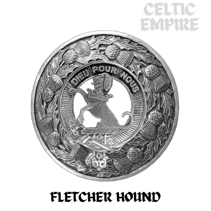 Fletcher (Hound) Family Clan Badge Scottish Plaid Brooch