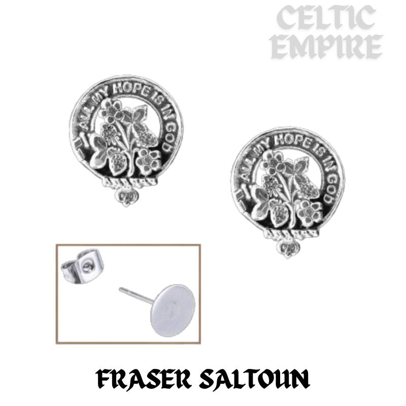 Fraser Saltoun Family Clan Crest Earrings