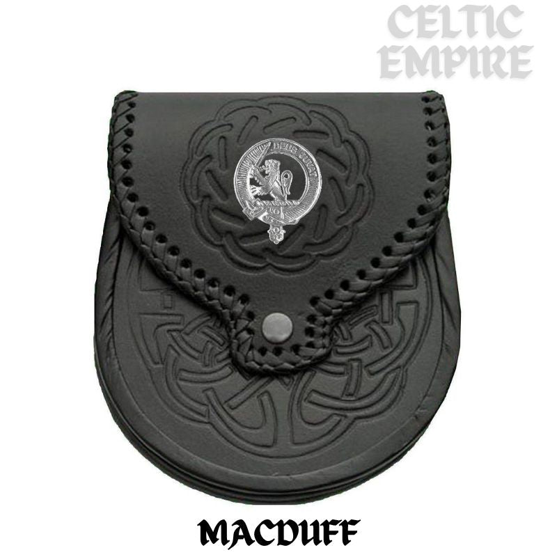 MacDuff Scottish Family Clan Badge Sporran, Leather