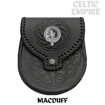 MacDuff Scottish Family Clan Badge Sporran, Leather