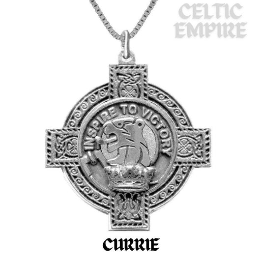 Currie Family Clan Crest Celtic Cross Pendant Scottish
