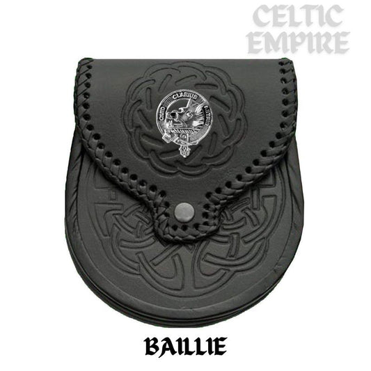 Baillie Scottish Family Clan Badge Sporran, Leather