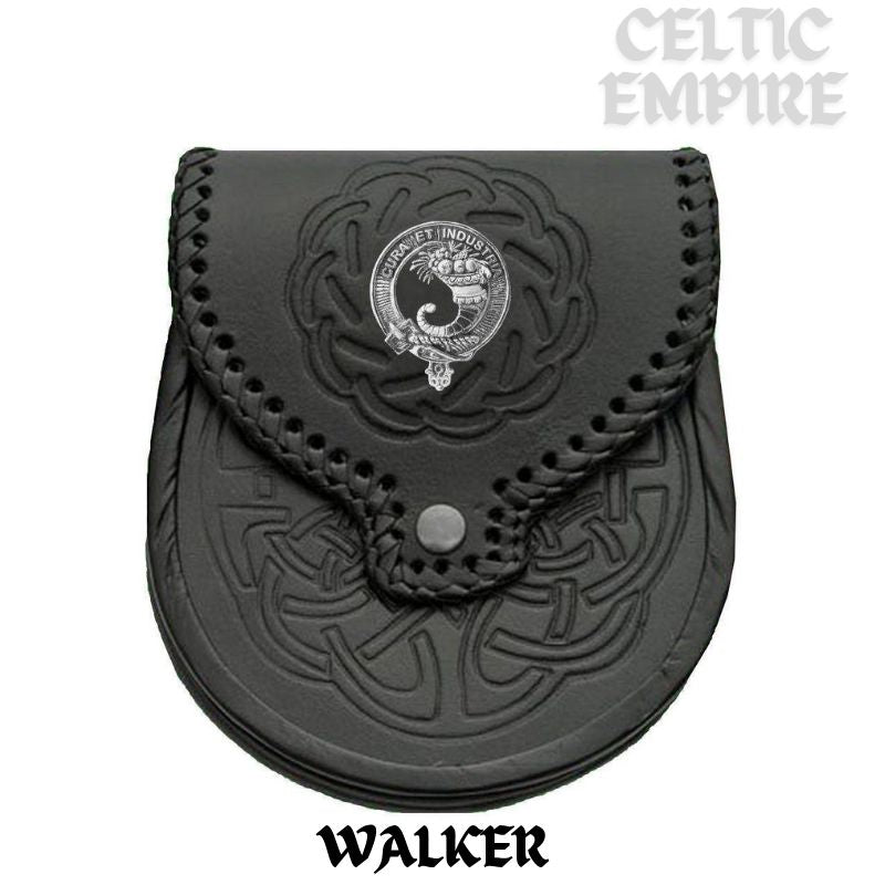 Walker Scottish Family Clan Badge Sporran, Leather
